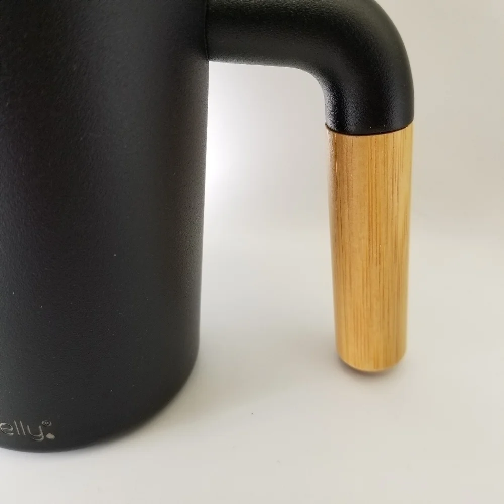 FRYE X Welly Bottle 12oz Wide Mouth Insulated Steel & Bamboo Travel Mug Black